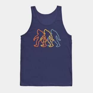 80s Retro Neon Sign Bigfoot Hunter 80's Gift Tank Top